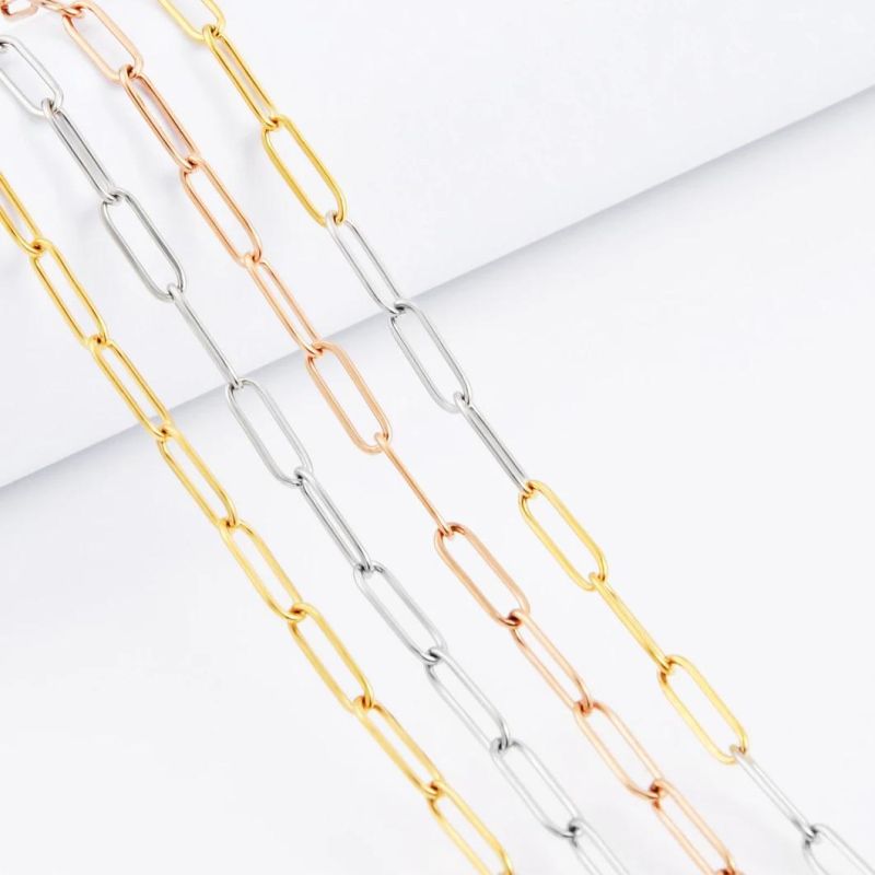 Fashion 18K Gold Plated Paperclip Link Chain Choker Satellite Necklace for Women Girls Ladies
