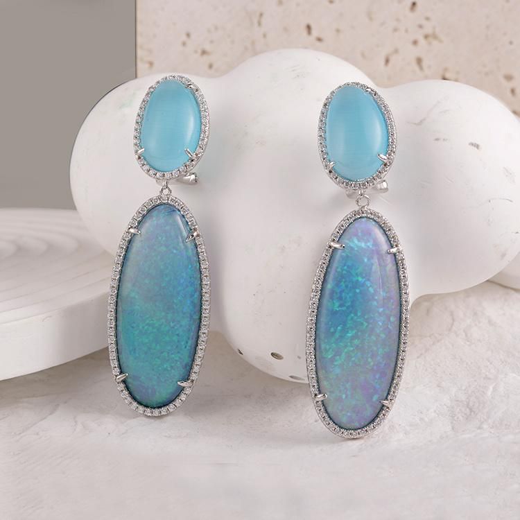 Fashion Jewelry New Arrival Big Charm Gem Fashion Accessories Factory Wholesale Trendy Women 925 Silver New Style Beauty Luxury Earrings