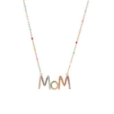 Enemal Diamond Mom Letter Stainless Steel Necklace