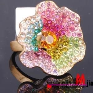 Zinc Alloy Big Flower Rhinestone Ring (BH0332)