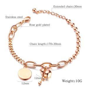 Fashion Jewelry Women Round Pendant &#160; Adjuestale Stainless Steel Bracelet