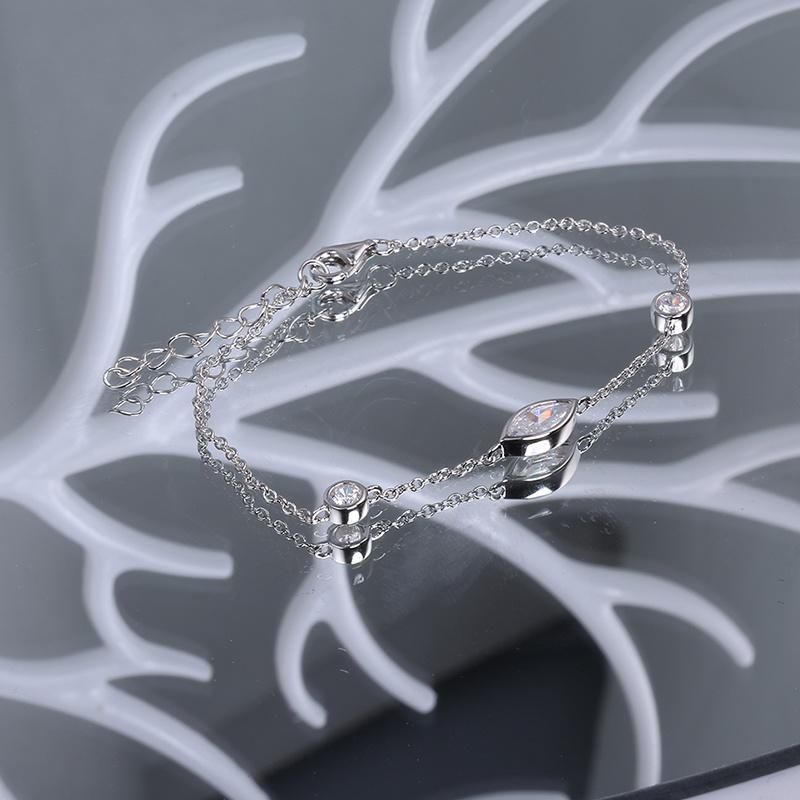 Fashion Jewelry Eye Shape Big Lab Diamond Moissanite Cubic Zirconia Fashion Accessories Jewellery Fine Bracelet