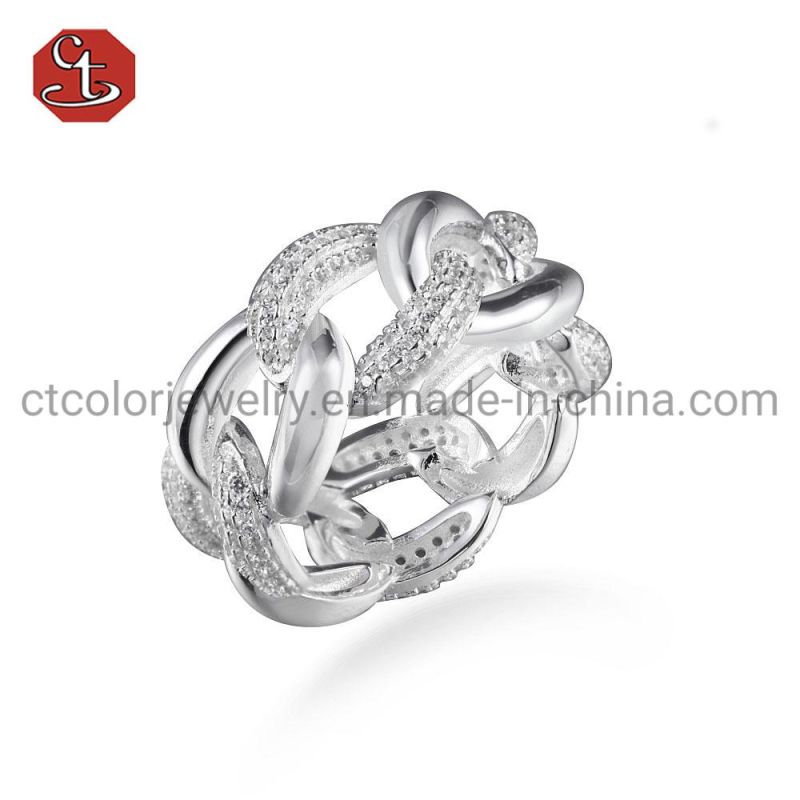 Wholesale Fashion 925 Silver Fine Jewelry Chain Rings for Women