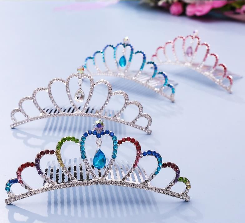 Tiara Children Princess Rhinestone Crown Comb Hair Accessories