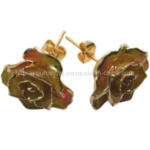 Fashion Accessories-24k Gold Rose Earrings (EH006)