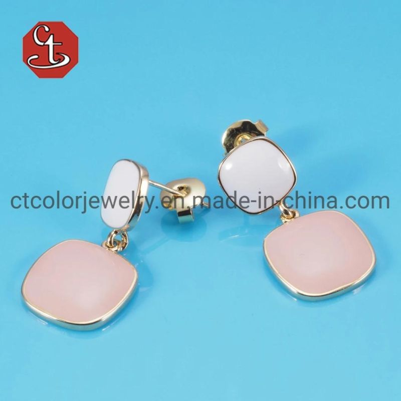 Multi-color Enamel Earrings White&Pink Enamel Earrings Hot Selling Jewelry