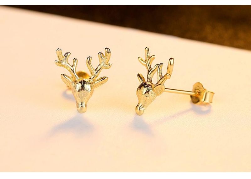 New Arrival 925 Silver Jewelry Christmas Deer Ear Stud