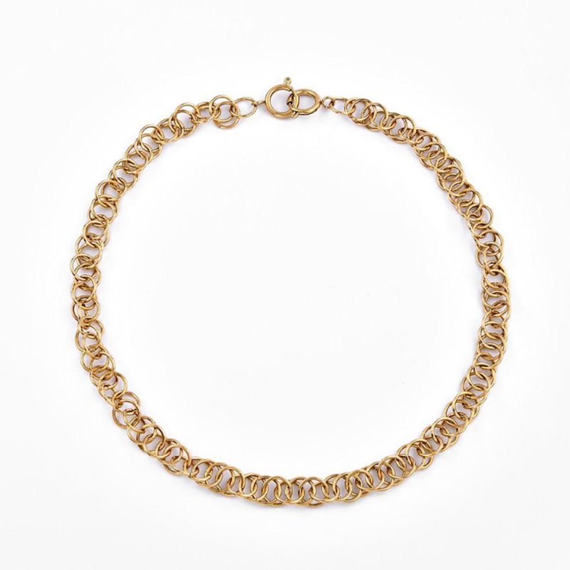 Stainless Steel Fashion Jewelry 18K Gold Coated Round Circle Links Chain Necklace 18inch