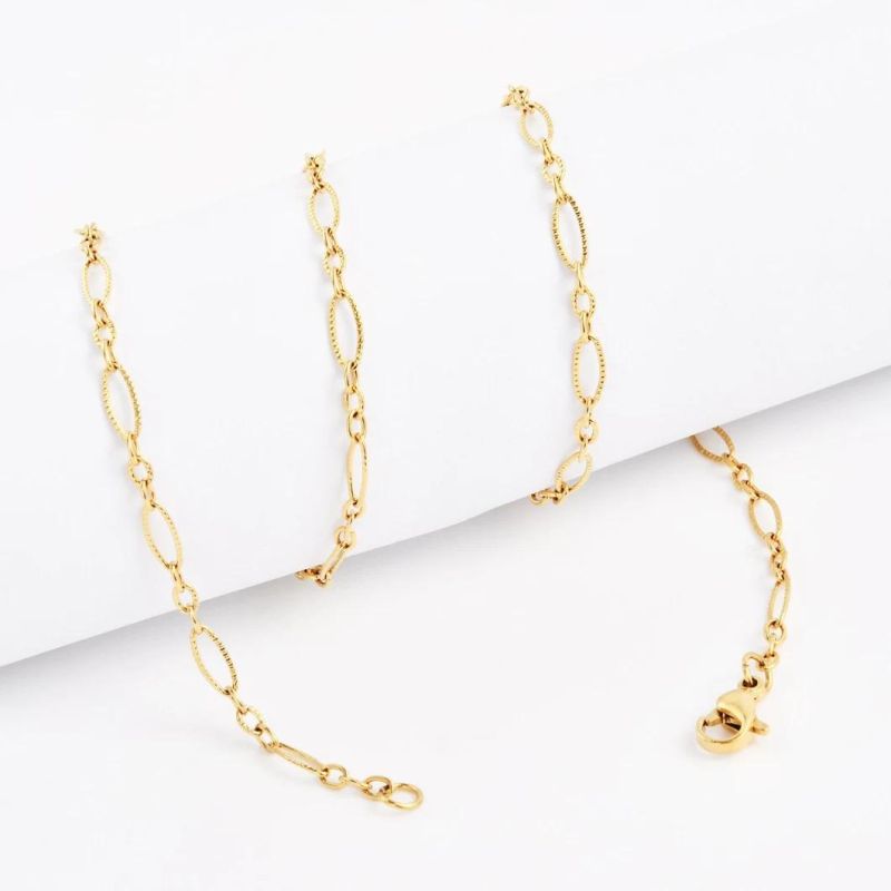 Fashion Accessory Jewelry Stainless Steel Necklace Bracelet with Flower Embossed