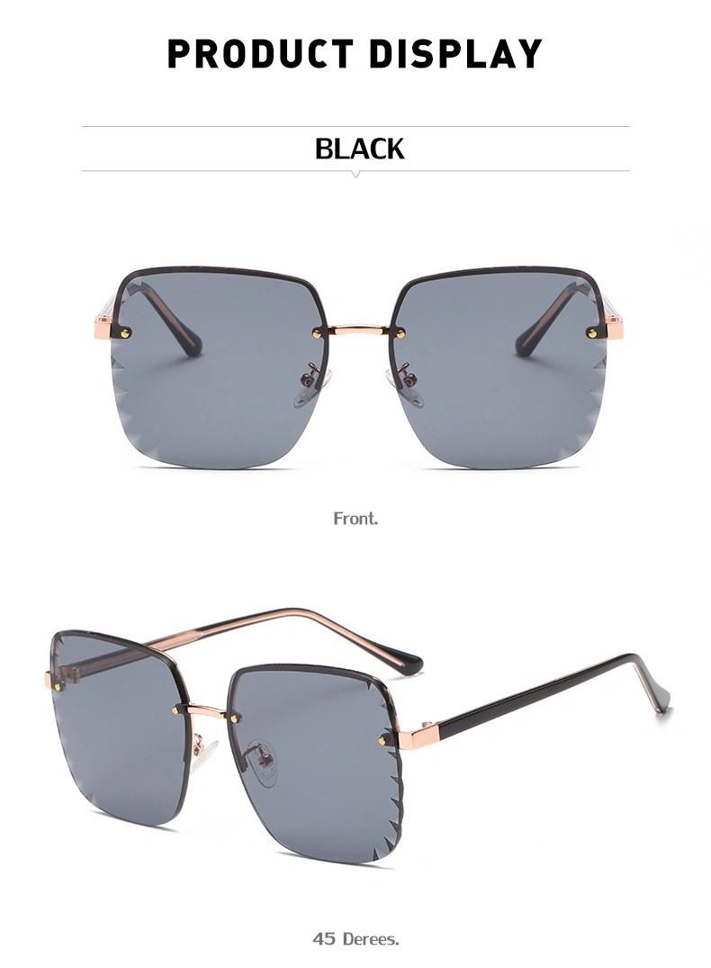 Hot Sale New Popular Fashion Simple Design Sun Glasses Women Nylon Lens Square Frameless UV400 Sunglasses