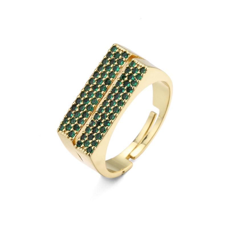 Fashion Geometry Double Row Color Zirconia Open Ring