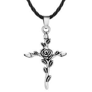 Creative Rose Cross Necklace Fashion Personality Occidental Pendant Necklace