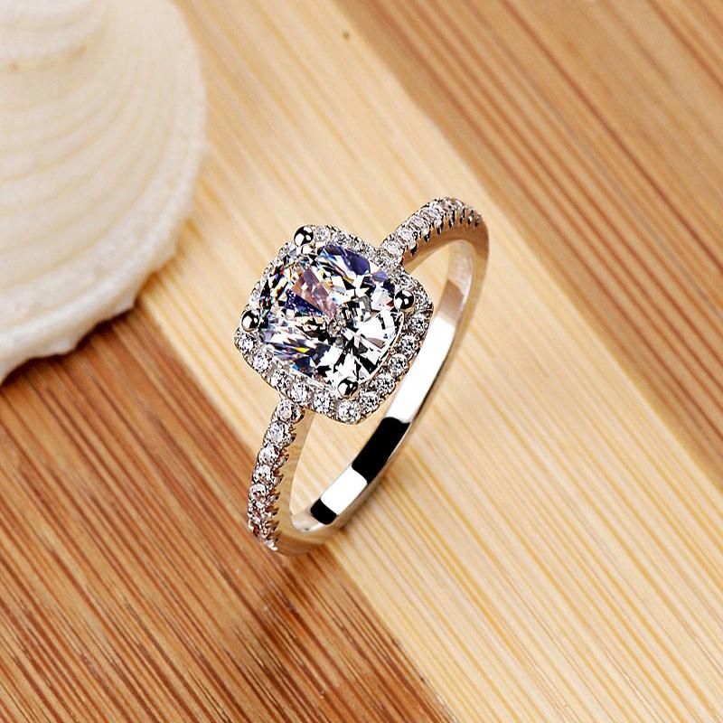 Casual Fashion Square Diamond Silver Ring Jewelry