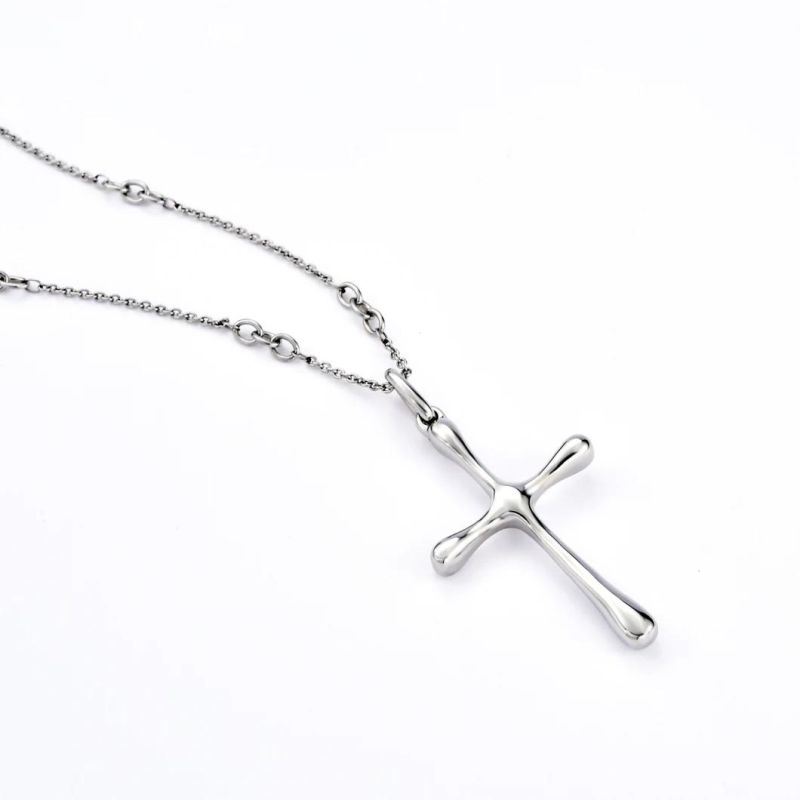 Dainty Christian Necklace Delicate Cross Necklace Silver Color Chain Necklace for Gift