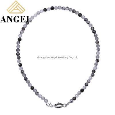 Fashion Jewelry 925 Silver Natural Black Crystals Beads Bracelet Wholesale.