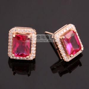 18k Rose Gold Plated Ruby Swiss Crystal Stone Earring