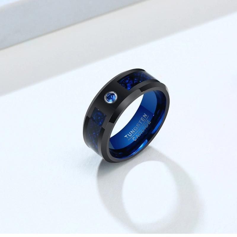 Tungsten Steel Jewelry Custom Wholesale Black and Gold Men′ S Tungsten Steel Ring