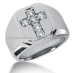 Fashion Cross Design 316 Stainless Steel Crystal Rings for Men