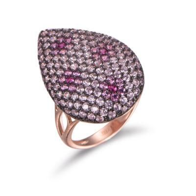 925 Sterling Silver with Fancy CZ Teardrop Ring