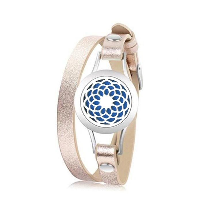 Stainless Steel Aromatherapy Locket Bracelets Leather Band