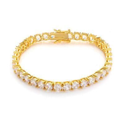 Popular Hip Hop Jewelry Tennis Chain 4mm Copper Zircon Inlaid Zircon Bracelet Tennis Chain
