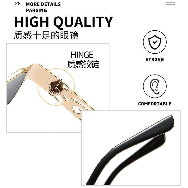 Gold Metal Sunglasses Men UV400 Hollow Decoration Male Square Women Designer Sun Glasses Summer