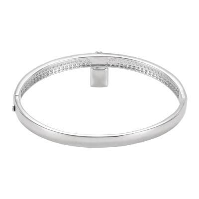 2022 New 925 Sterling Silver Little Lock Hang Pave Zirconia Punk Rock Bangle