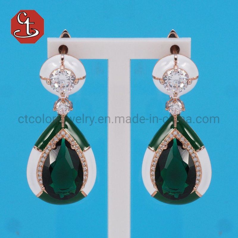Created Black Onyx Silver Earring Gem Stone Jewelry with Enamel Elegant Sterling 925 Silver Jewelry