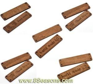 50PCS Mixed Coffee Pattern &quot;Handmade&quot; Rectangle Wood Connectors 6.4x1.7cm (2-1/2&quot;x5/8&quot;) (B19245)