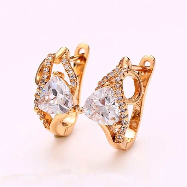 Wholesale Fashion Jewelry 18 K Gold Plated Hoop Earrings with Zircon for Female