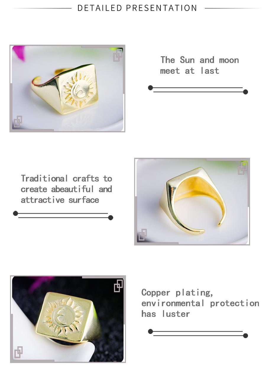 Lovers′qixi Festival Gift, Fashionable Gold-Plated Ring, Sun & Moon Ring