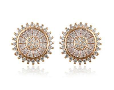 Jewelry Fashion Gold Earrings 18K Gold Plated Multi Zircon Sun Shaped Stud Earrings