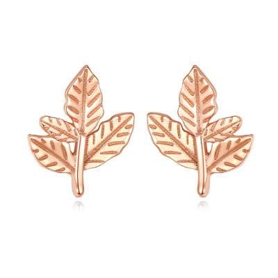 Cute Leaves Shape Mixed Gold Plated Tiny Stud Earrings