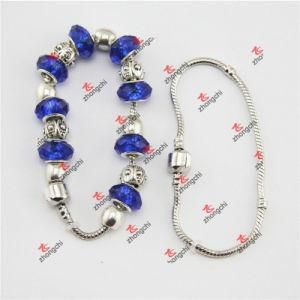 Fashion Blue Glass Beads Snake Chain Bracelets Gifts (SOE60229)
