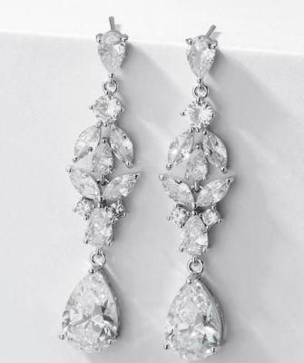 Wedding Pear Earring Jewelry, Bridal CZ Earring Jewelry, Bridesmaid Earring