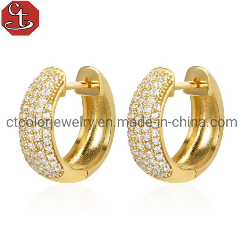 925 Sterling Silver Post Small Hoop Earrings Cubic Zirconia Huggie Hoop Earrings