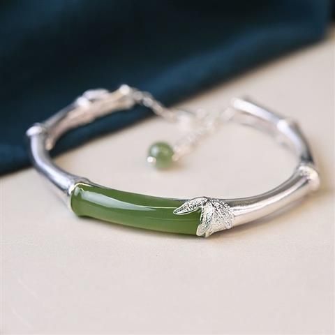 Bamboo Bracelet 925 Sterling Silver Bangle Opening Retro Chinese Style