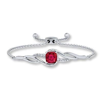 High Quality 925 Sterling Silver Cushion Cut Ruby Wedding Gemstone Bracelet