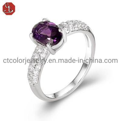 Fashion Jewelry 925 Sterling SilverNatural Gemstone Amethyst Special Design Rings for Women Wedding Gifts