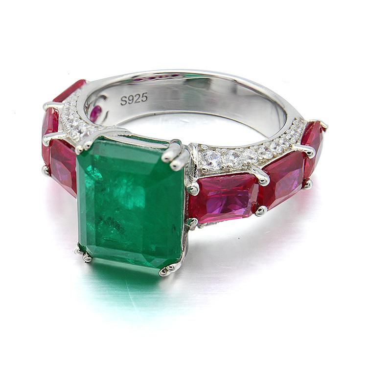 Fashion Rings Ruby and Fusion Emerald Cubic Zirconia Ring for Women
