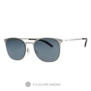 Metal&Nylon Polarized Sunglasses, Two Bridge Semi Round Frame M6027-04