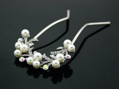 China Manufacture Factory Price Fashionable Fancy Hairpin with Crystal Pearl Hairpin Rhinestones Flowers for Hair Clip