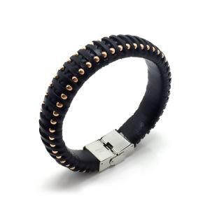 Fashion Cool Handmade Genuine Leather Bracelet Stainless Steel Clasp