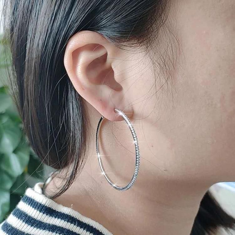 Fashion Lady Jewelry 925 Sterling Silver Big Hoop Earrings