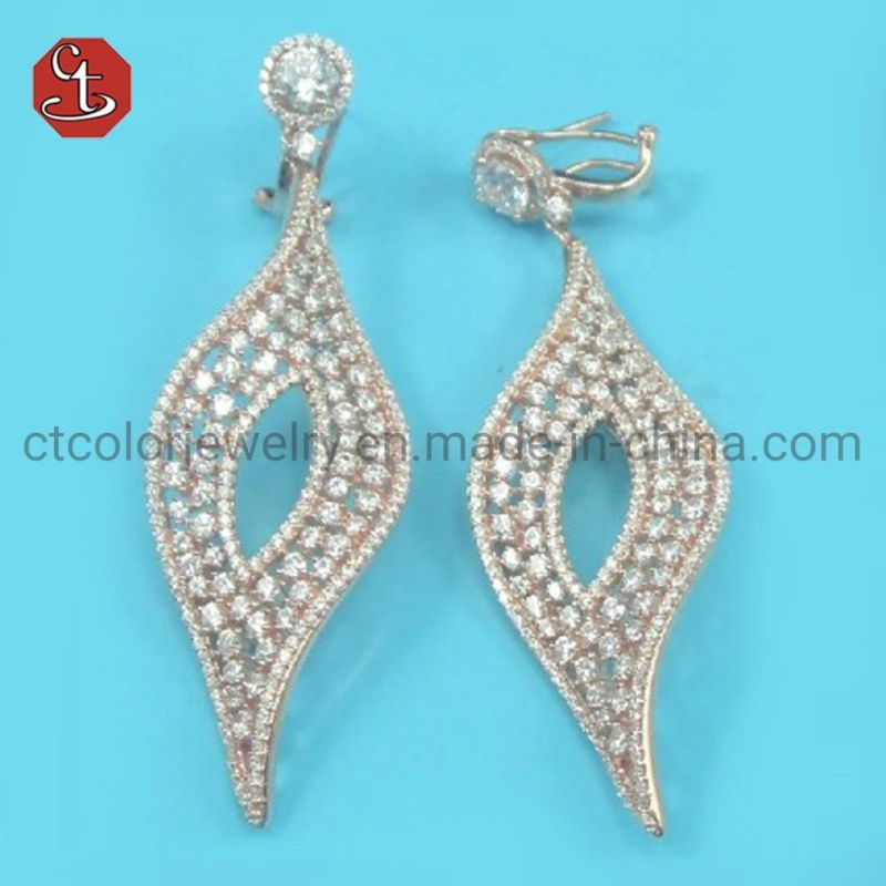 Chinese Manufacturer Jewelry Hot Selling 3A Cubic Zircon Earrings Luxury Drop Earrings