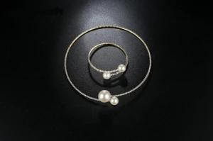 Simple Simulated Pearl Bridal Crystal Fashion Jewelry Set