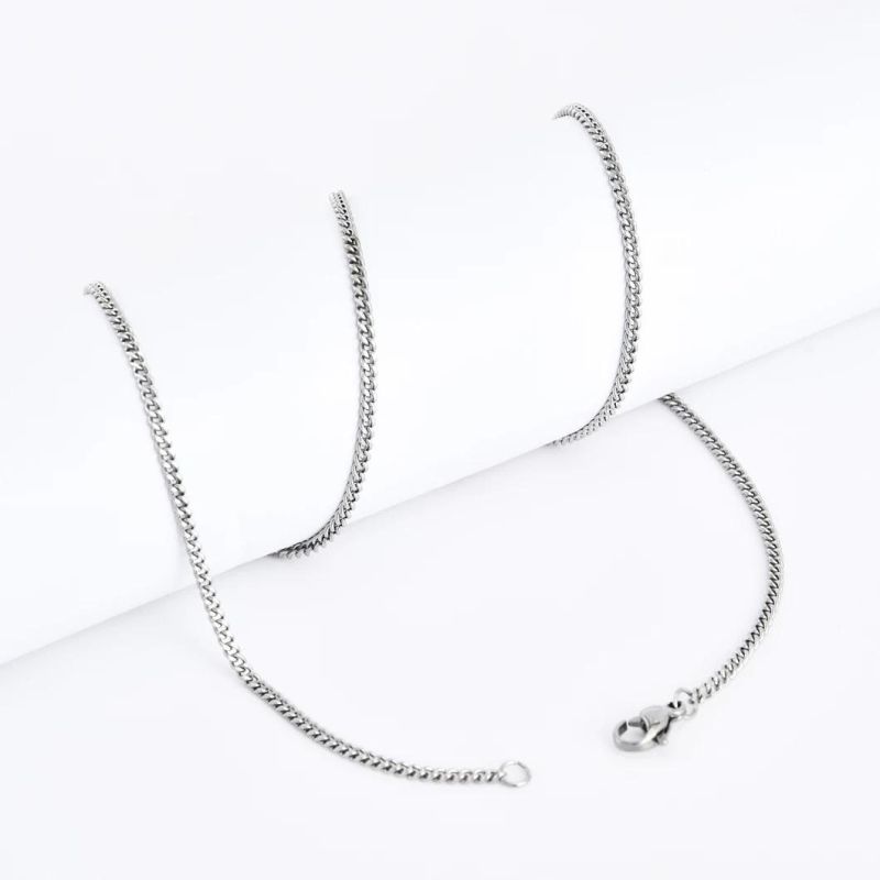 Fashion High Quality Gold Plated Jewelry Single Curb Stainless Steel Necklace with Easy and Strong Clasp