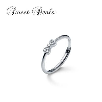 Fashion S925 Silver Small Fresh Diamond Bow Ring