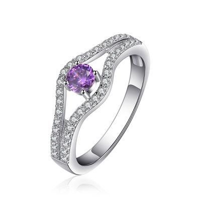 Wedding Jewelry Genuine Created Gemstone Amethyst Halo Ring Sterling Silver Jewelry