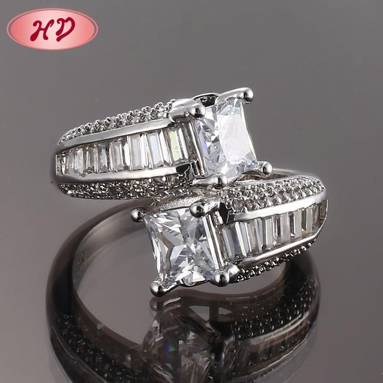 Women Silver Stainless Steel Rhodium Plated Engagement Finger Wedding Rings Fashion Jewelry Design